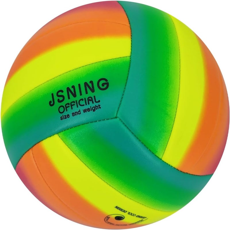 JSNING Rainbow Volleyball,Volley lite for Outdoor Indoor Beach Game,Soft Touch,Official Size 5,Cute Cool Design - Image 1